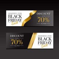 Black Friday Sale Banners Luxury Gold Template vector