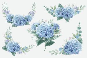 Blue Hydrangea Flowers Bouquets vector