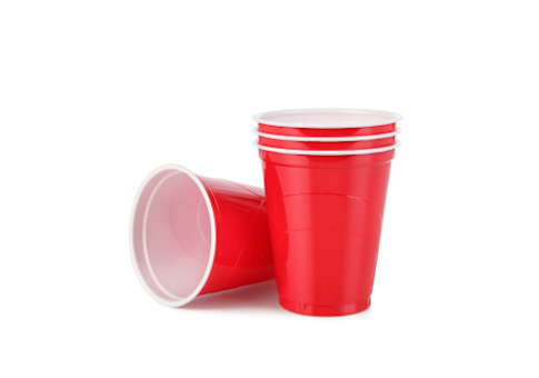 Red Plastic Disposable Cups with Clipping Path
