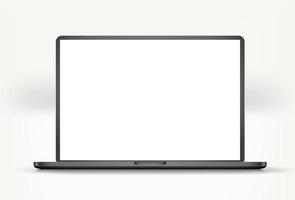 Modern black laptop with blank screen. 3d vector mockup for design