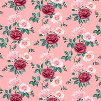 Seamless Background with Pink Flowers vector