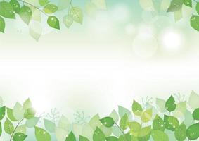 Seamless watercolor fresh green background with text space, vector illustration. Environmentally conscious image with plants and sunlight. Horizontally repeatable.