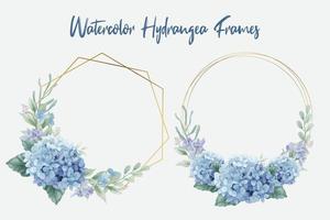 Watercolor Hydrangea Flowers Frames vector